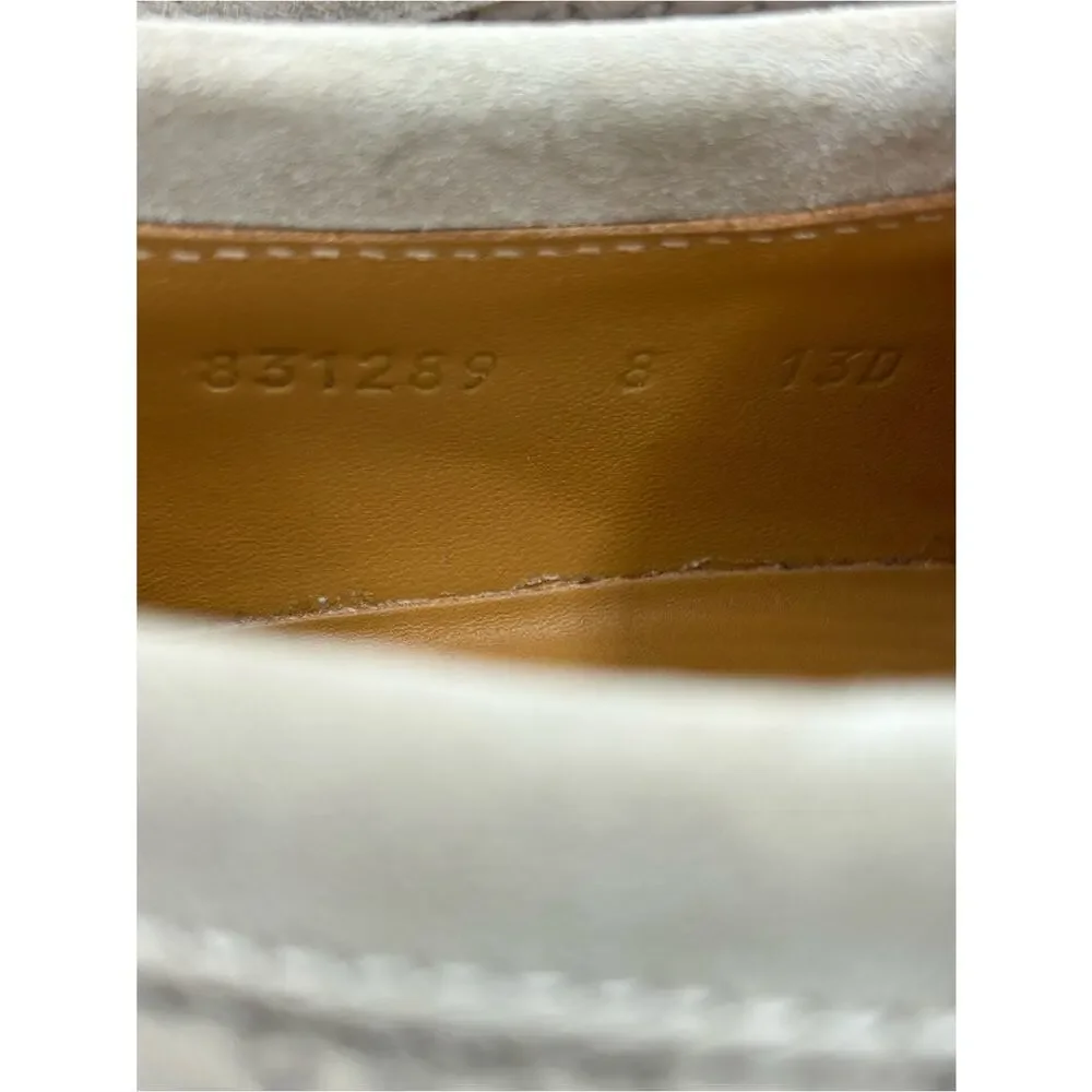 Gucci Men's oatmeal Suede GG Logo Penny Loafers size 8 made in Italy